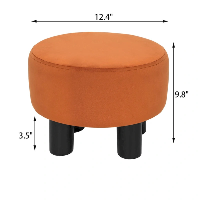 Pouffe Rond Adeco en Velours Repose-Pieds Tabouret Rembourré Moderne