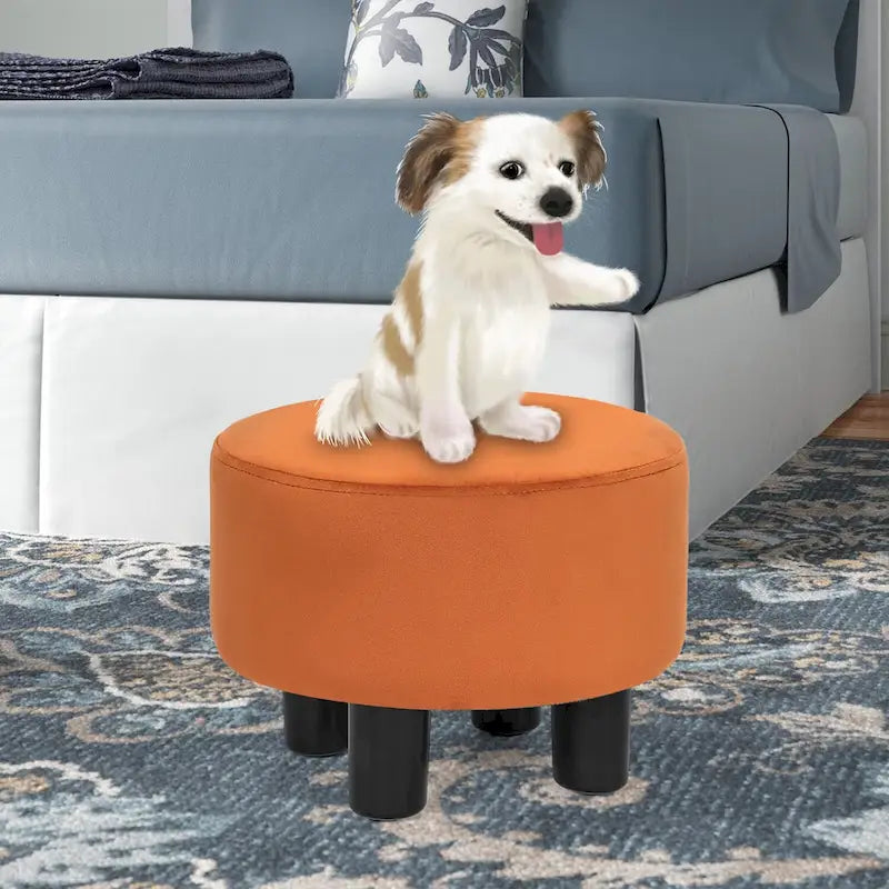 Pouffe Rond Adeco en Velours Repose-Pieds Tabouret Rembourré Moderne
