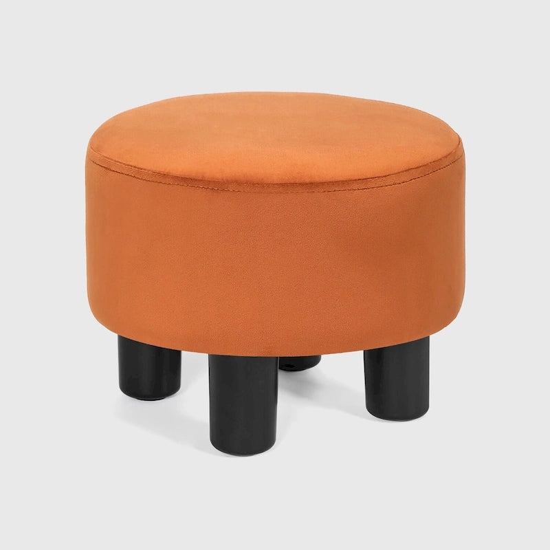 Pouffe Rond Adeco en Velours Repose-Pieds Tabouret Rembourré Moderne