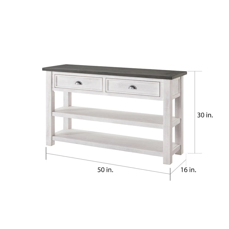 Blanc / Gris / Naturel / Crème et marron / Noir et marron – Table console style ferme côtière, 1 à 2 places