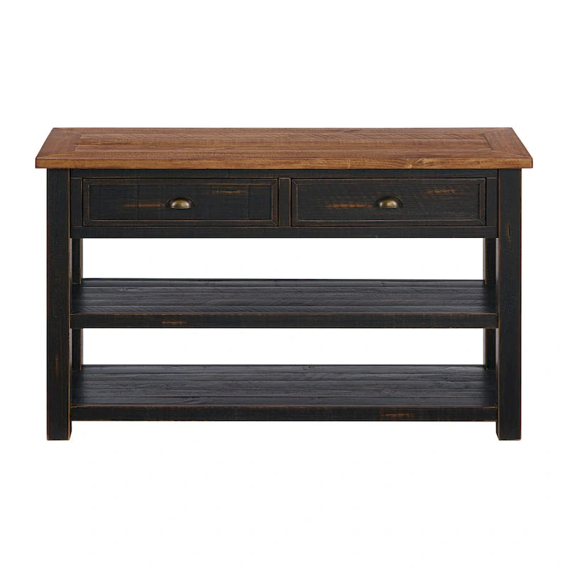 Blanc / Gris / Naturel / Crème et marron / Noir et marron – Table console style ferme côtière, 1 à 2 places
