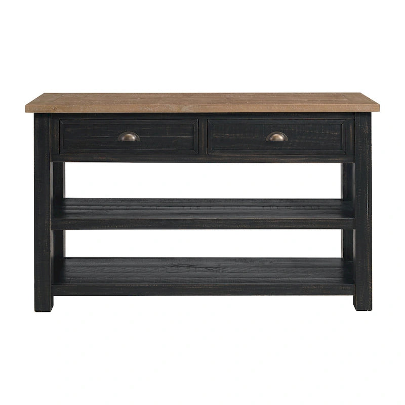 Blanc / Gris / Naturel / Crème et marron / Noir et marron – Table console style ferme côtière, 1 à 2 places