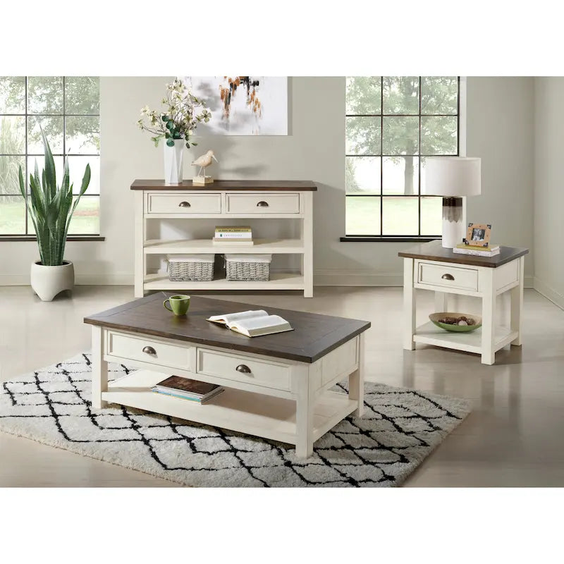 Blanc / Gris / Naturel / Crème et marron / Noir et marron – Table console style ferme côtière, 1 à 2 places