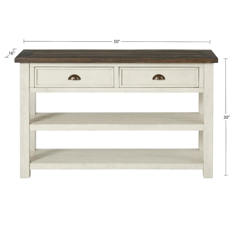 Blanc / Gris / Naturel / Crème et marron / Noir et marron – Table console style ferme côtière, 1 à 2 places