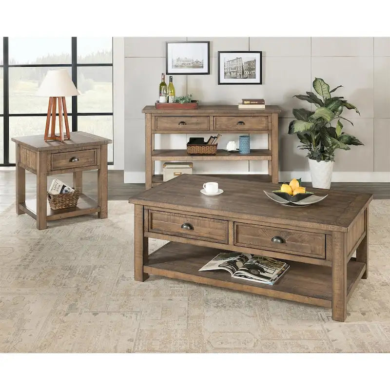 Blanc / Gris / Naturel / Crème et marron / Noir et marron – Table console style ferme côtière, 1 à 2 places