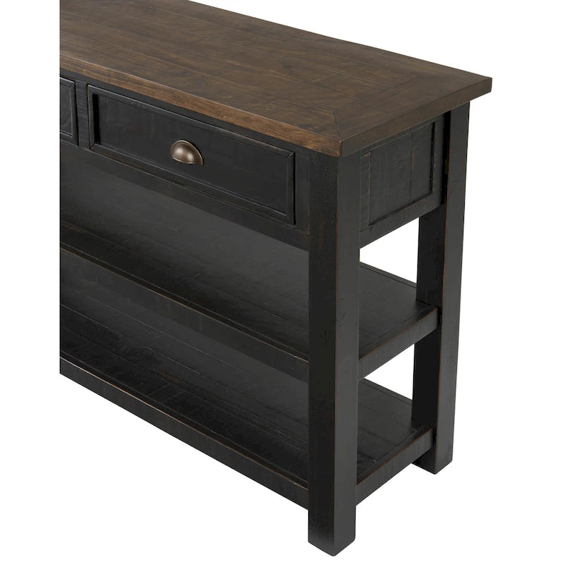 Blanc / Gris / Naturel / Crème et marron / Noir et marron – Table console style ferme côtière, 1 à 2 places