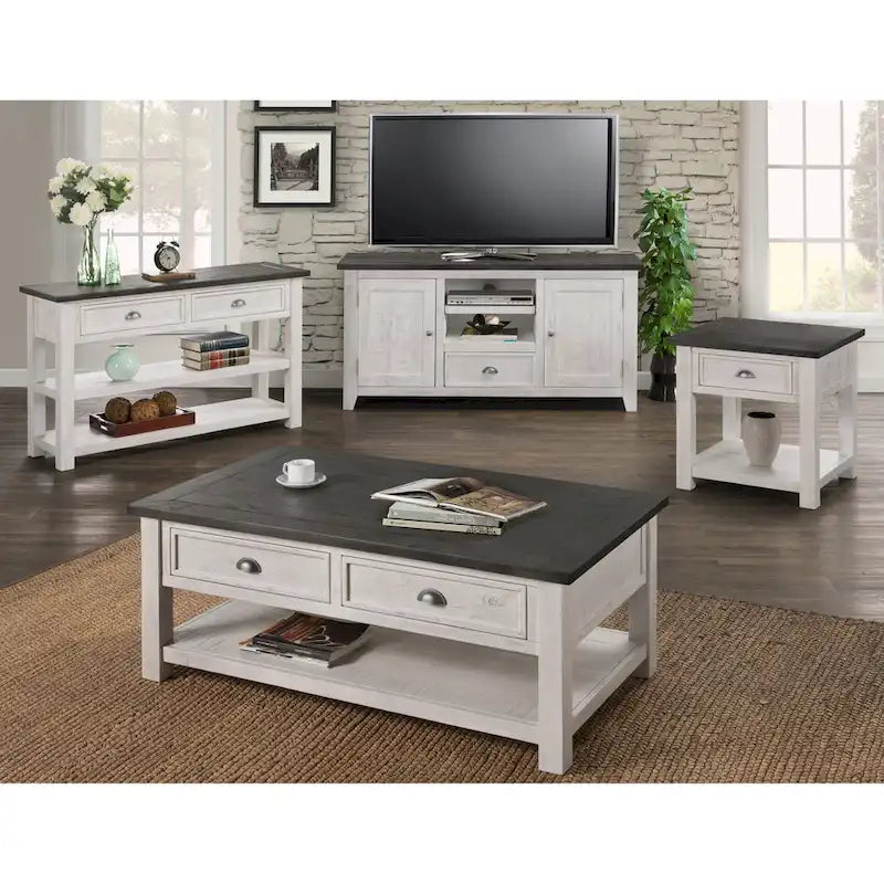 Blanc / Gris / Naturel / Crème et marron / Noir et marron – Table console style ferme côtière, 1 à 2 places