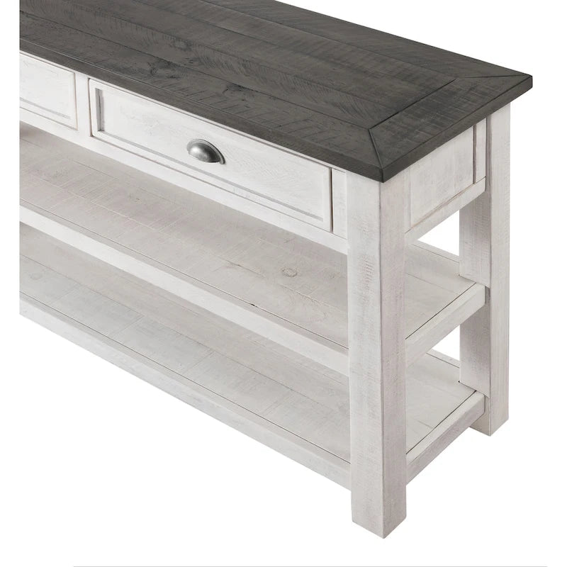 Blanc / Gris / Naturel / Crème et marron / Noir et marron – Table console style ferme côtière, 1 à 2 places