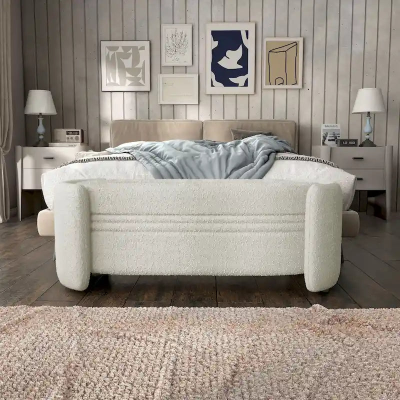 Banc de rangement contemporain en bouclette DH BASIC Pressice pour chambre à coucher ou entrée par Denhour