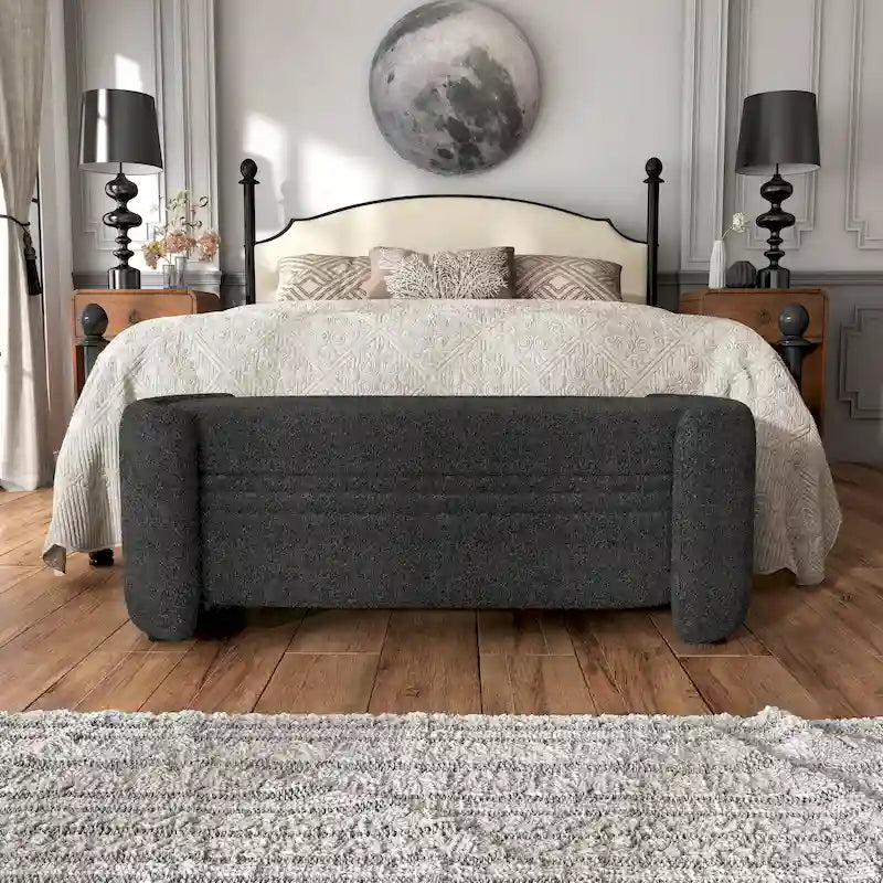 Banc de rangement contemporain en bouclette DH BASIC Pressice pour chambre à coucher ou entrée par Denhour