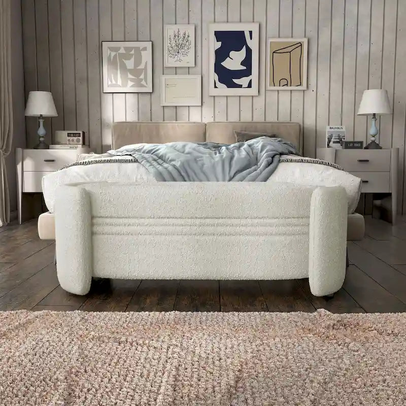 Banc de rangement contemporain en bouclette DH BASIC Pressice pour chambre à coucher ou entrée par Denhour