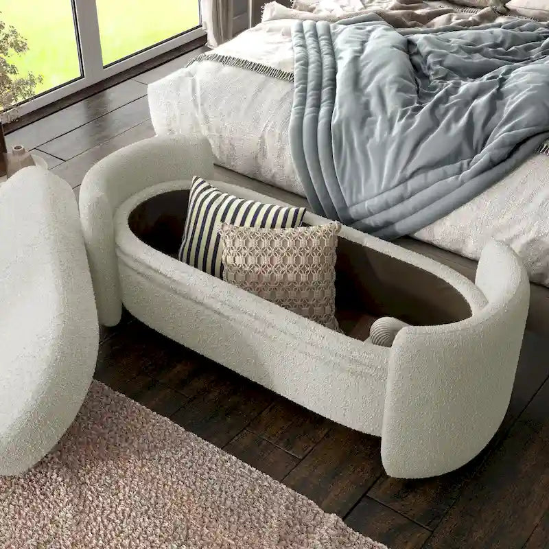 Banc de rangement contemporain en bouclette DH BASIC Pressice pour chambre à coucher ou entrée par Denhour