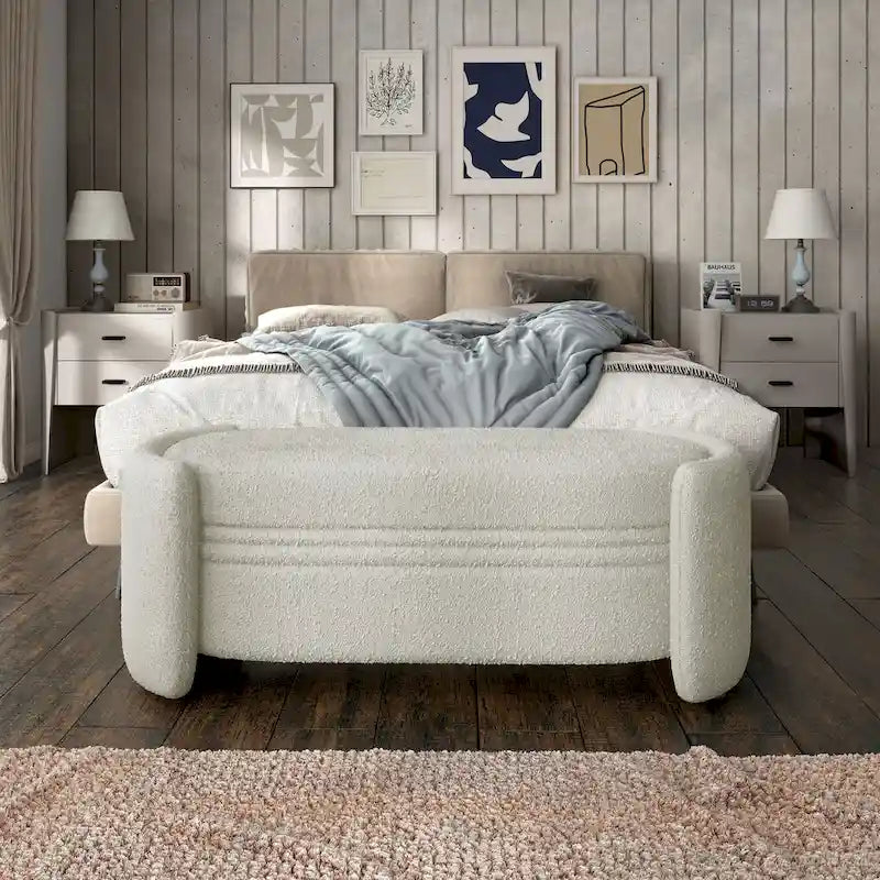 Banc de rangement contemporain en bouclette DH BASIC Pressice pour chambre à coucher ou entrée par Denhour
