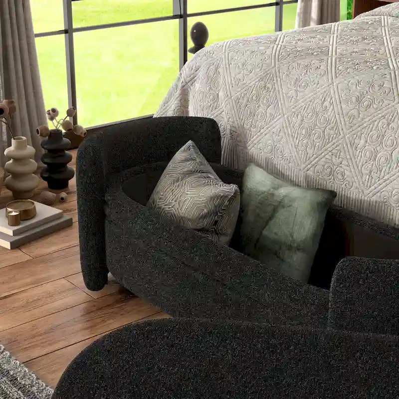 Banc de rangement contemporain en bouclette DH BASIC Pressice pour chambre à coucher ou entrée par Denhour
