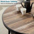 Table basse ronde industrielle en métal Myhozm avec étagère pour le salon, le bureau à domicile et la chambre à coucher