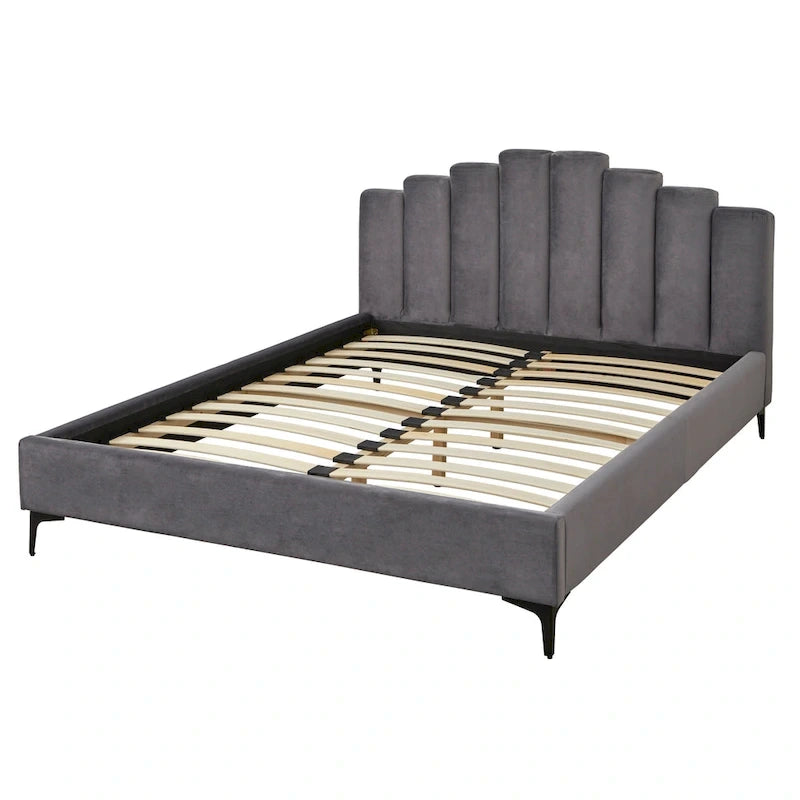 Lit Plateforme Moderne Queen Lifestorey Stark en Velours Rembourré