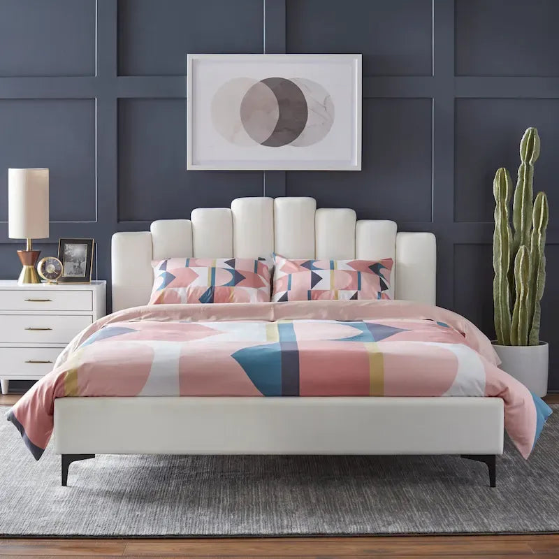 Lit Plateforme Moderne Queen Lifestorey Stark en Velours Rembourré