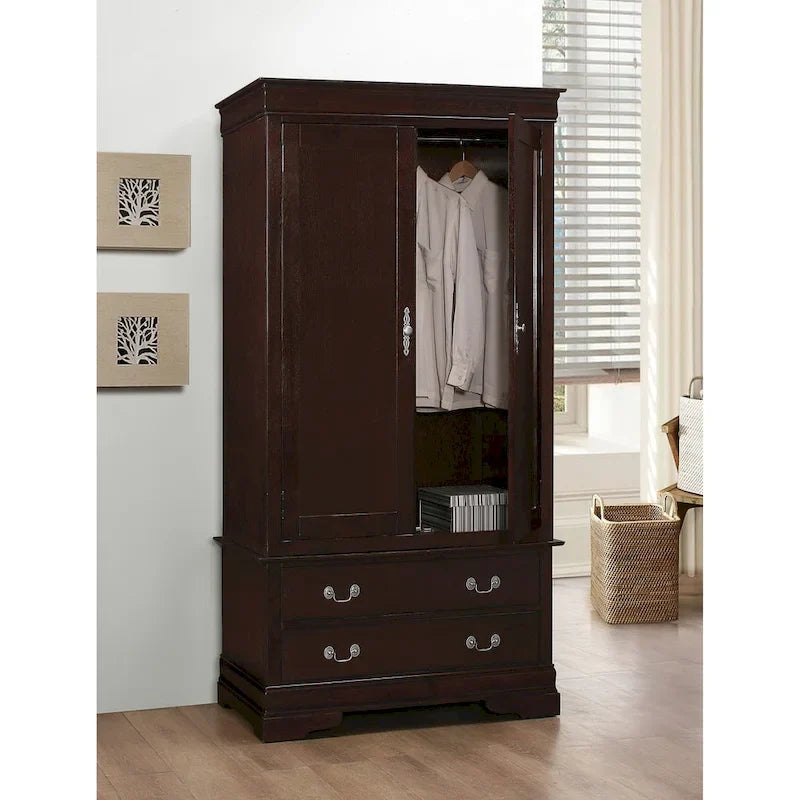 Armoire en bois avec 3 tiroirs et tringle à vêtements, 7 couleurs, 1 personne