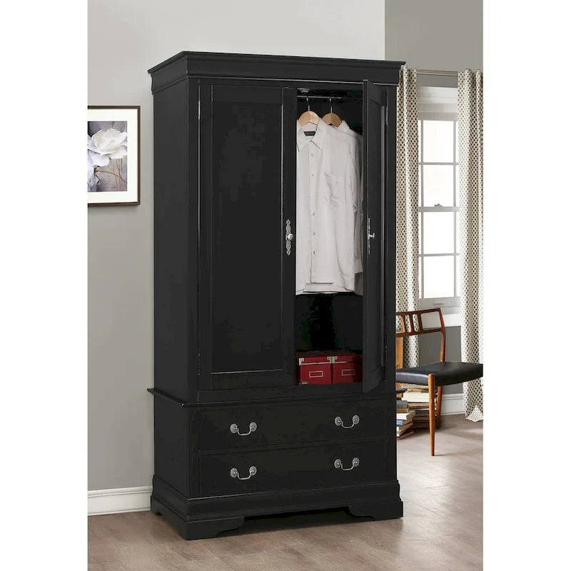 Armoire en bois avec 3 tiroirs et tringle à vêtements, 7 couleurs, 1 personne