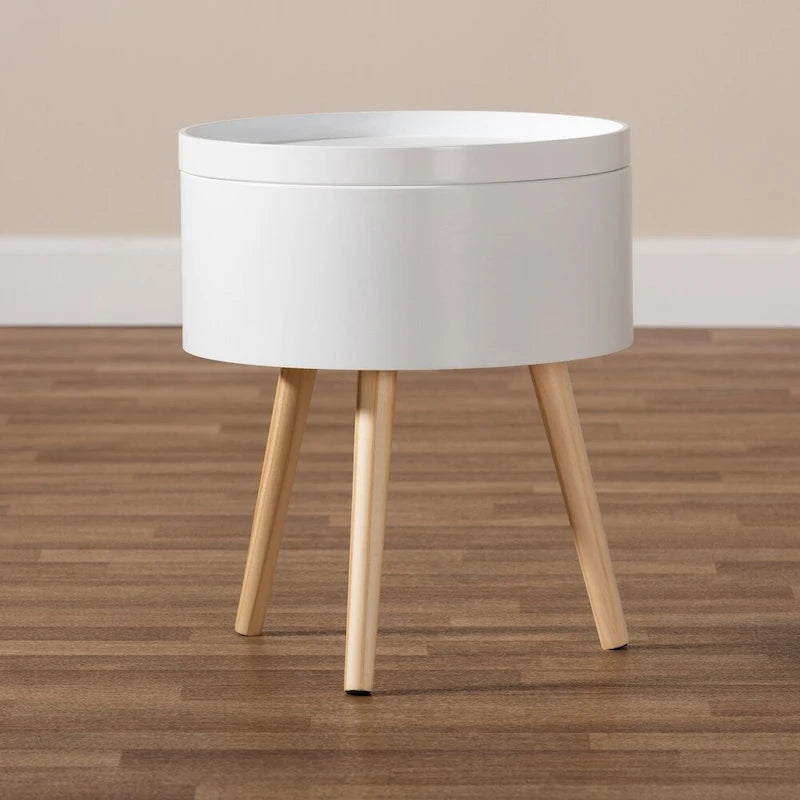 Table d'appoint Baxton Studio Jessen en bois de style moderne du milieu du siècle avec plateau amovible