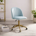 Chaise de bureau pivotante incurvée en velours Aubrie