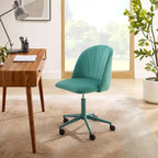 Chaise de bureau pivotante incurvée en velours Aubrie