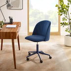 Chaise de bureau pivotante incurvée en velours Aubrie
