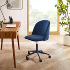Chaise de bureau pivotante incurvée en velours Aubrie