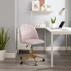 Chaise de bureau pivotante incurvée en velours Aubrie