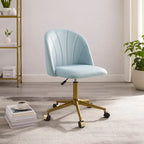 Chaise de bureau pivotante incurvée en velours Aubrie