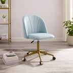 Chaise de bureau pivotante incurvée en velours Aubrie