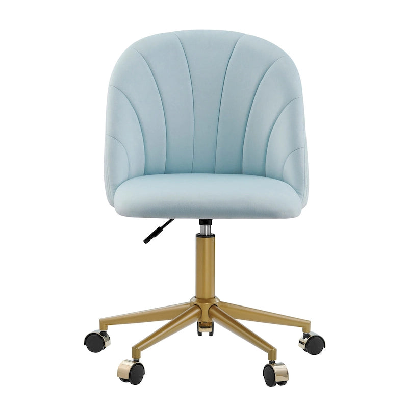 Chaise de bureau pivotante incurvée en velours Aubrie