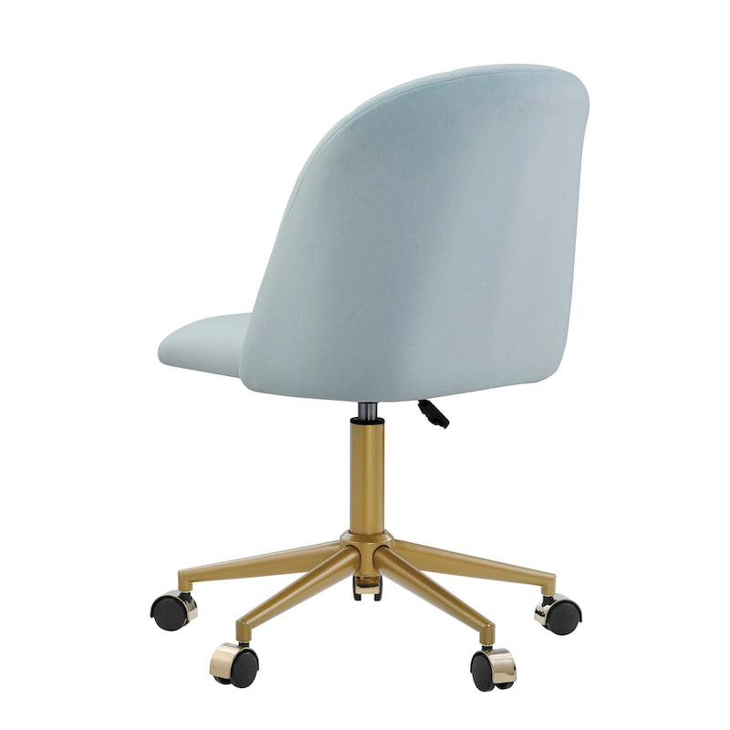 Chaise de bureau pivotante incurvée en velours Aubrie
