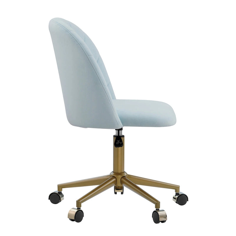 Chaise de bureau pivotante incurvée en velours Aubrie