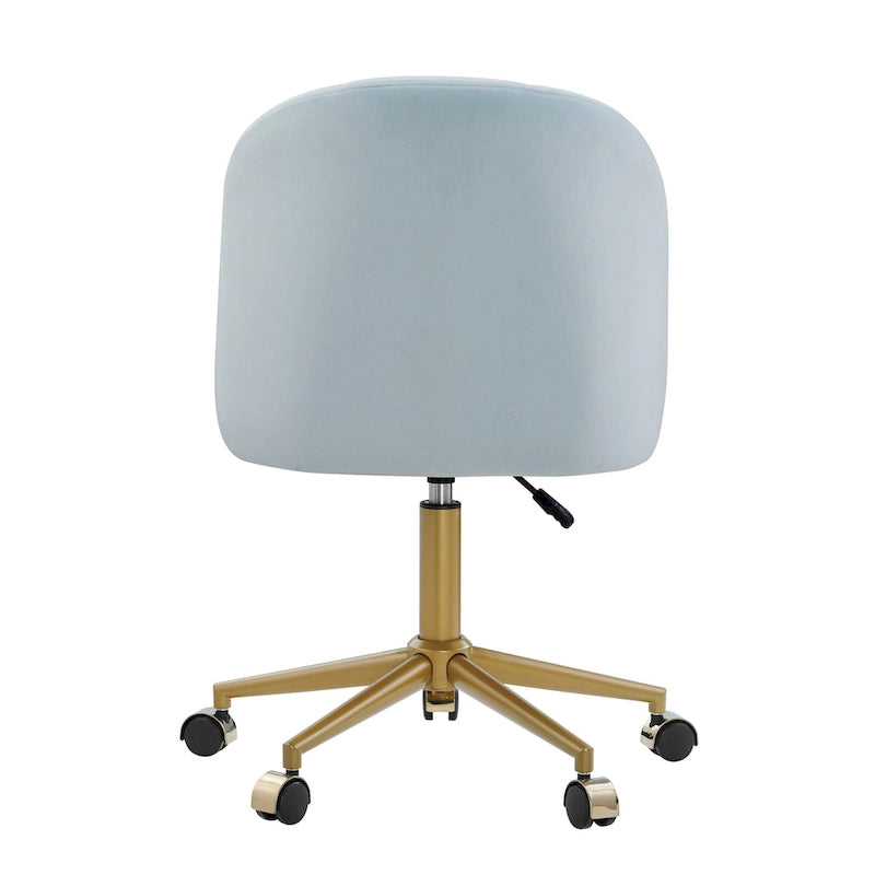 Chaise de bureau pivotante incurvée en velours Aubrie