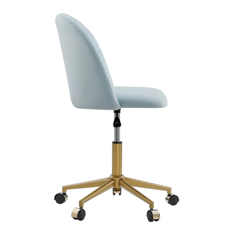 Chaise de bureau pivotante incurvée en velours Aubrie