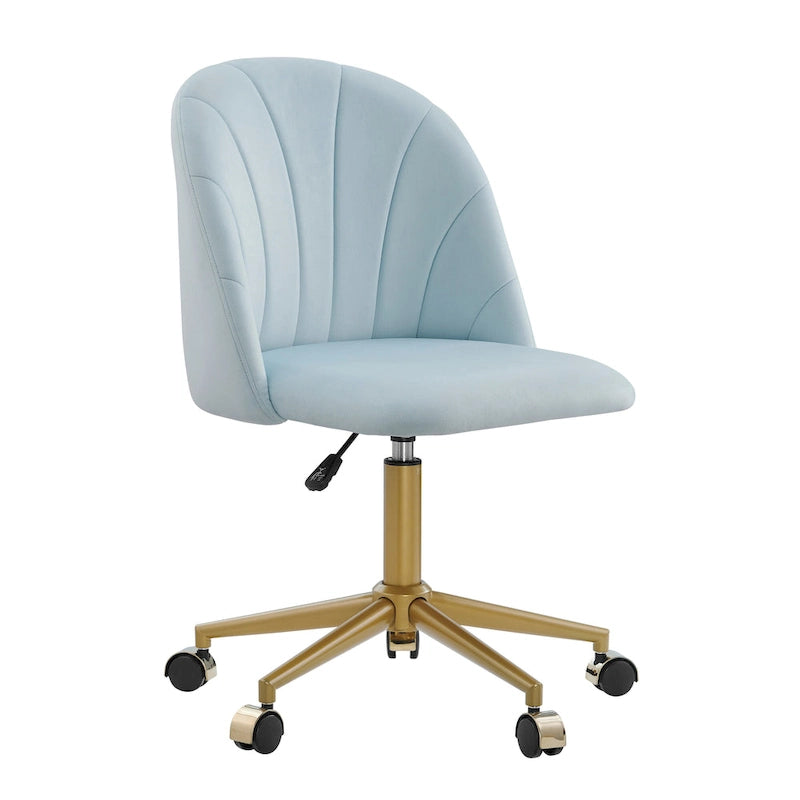Chaise de bureau pivotante incurvée en velours Aubrie