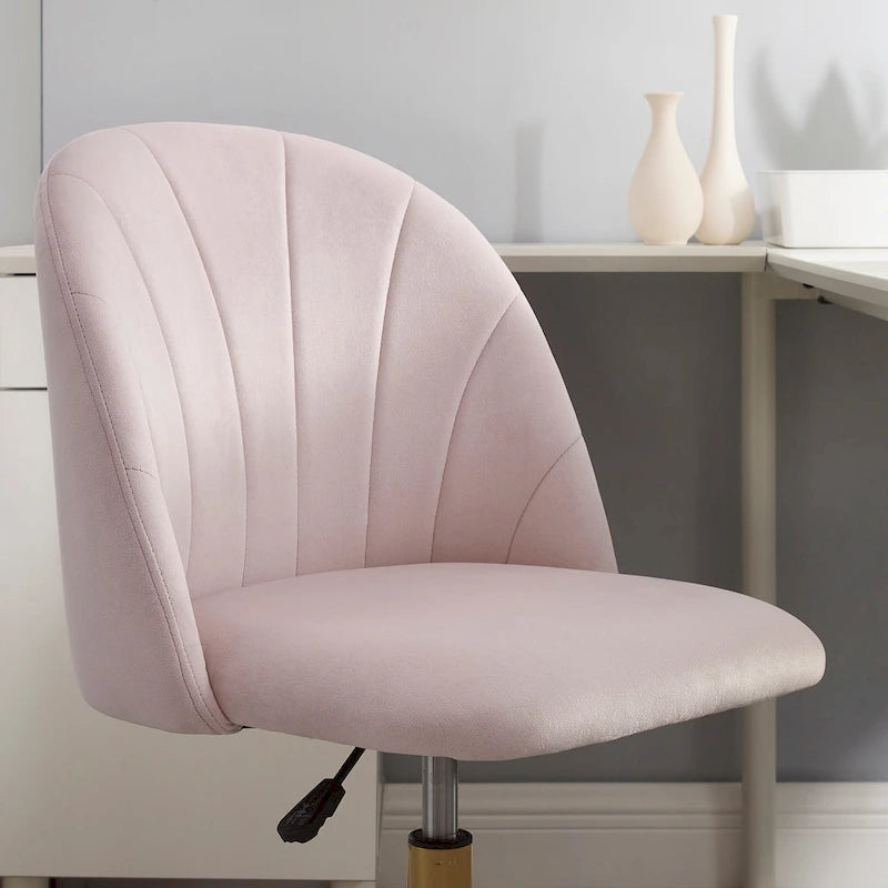 Chaise de bureau pivotante incurvée en velours Aubrie