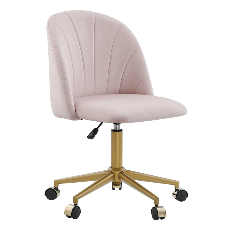 Chaise de bureau pivotante incurvée en velours Aubrie