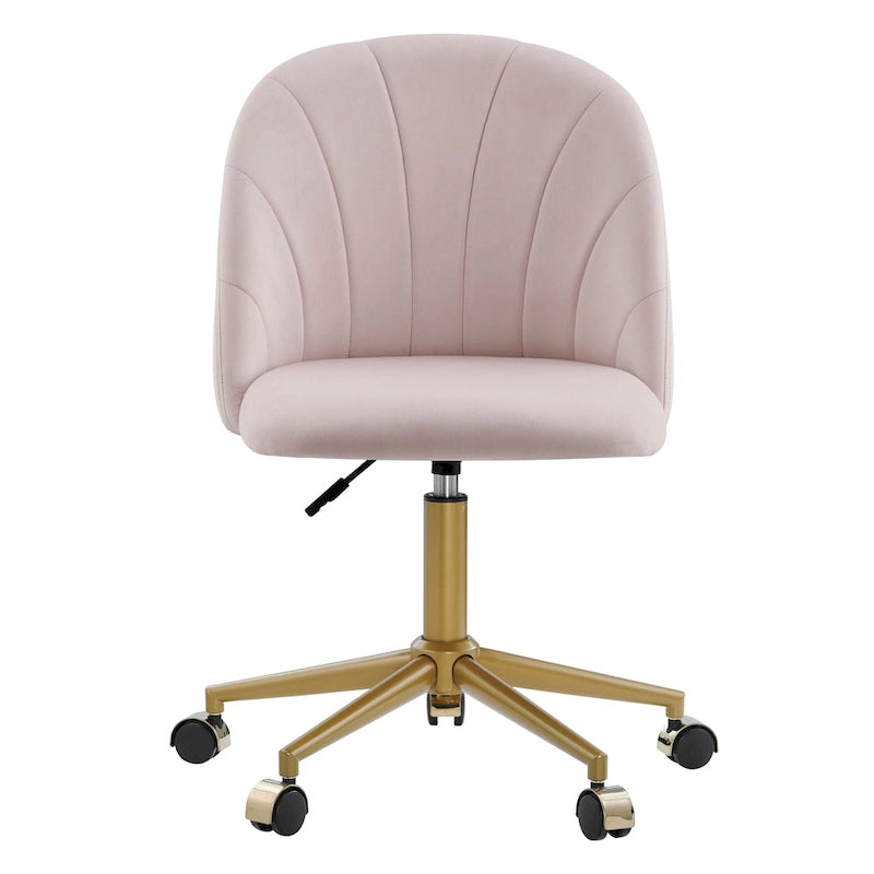 Chaise de bureau pivotante incurvée en velours Aubrie