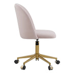 Chaise de bureau pivotante incurvée en velours Aubrie