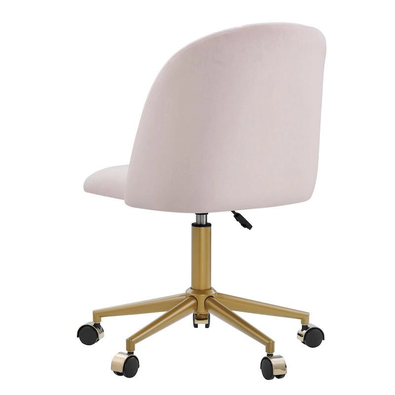 Chaise de bureau pivotante incurvée en velours Aubrie