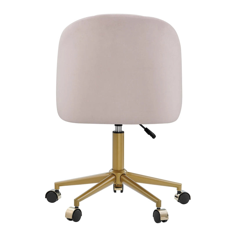 Chaise de bureau pivotante incurvée en velours Aubrie
