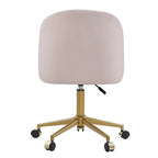 Chaise de bureau pivotante incurvée en velours Aubrie