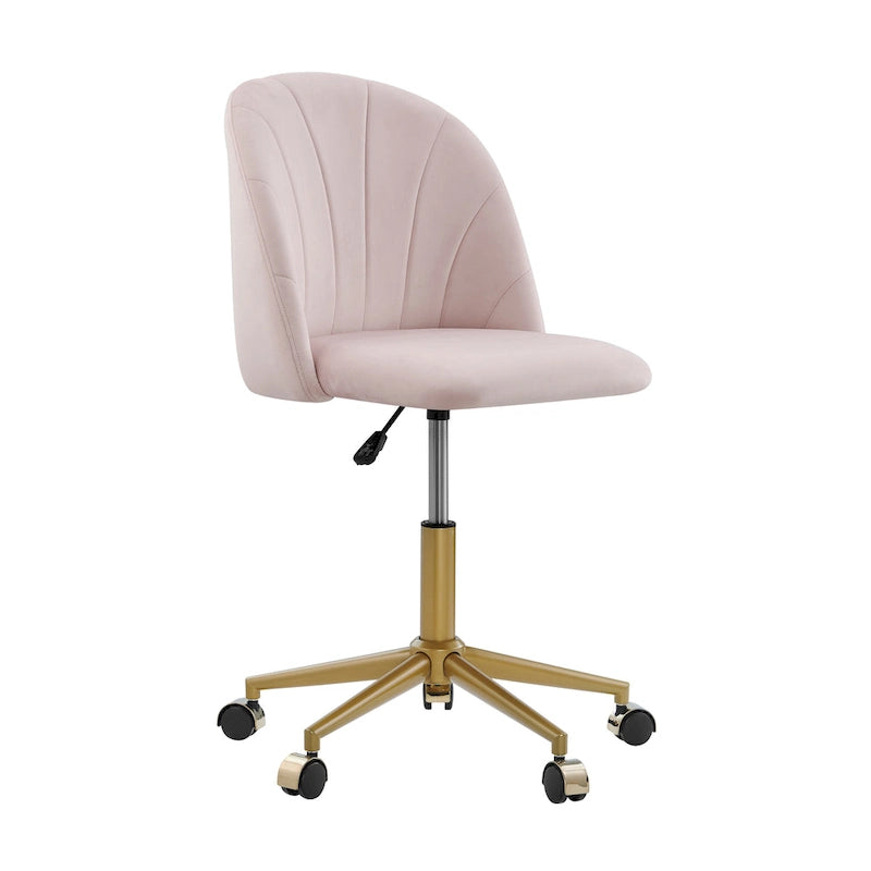 Chaise de bureau pivotante incurvée en velours Aubrie
