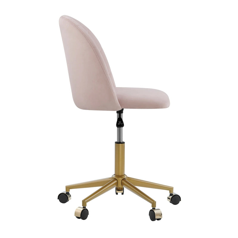 Chaise de bureau pivotante incurvée en velours Aubrie