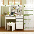 39.4Wide Makeup Vanity Set with Stool and Touching Light Mirror - 39.4W