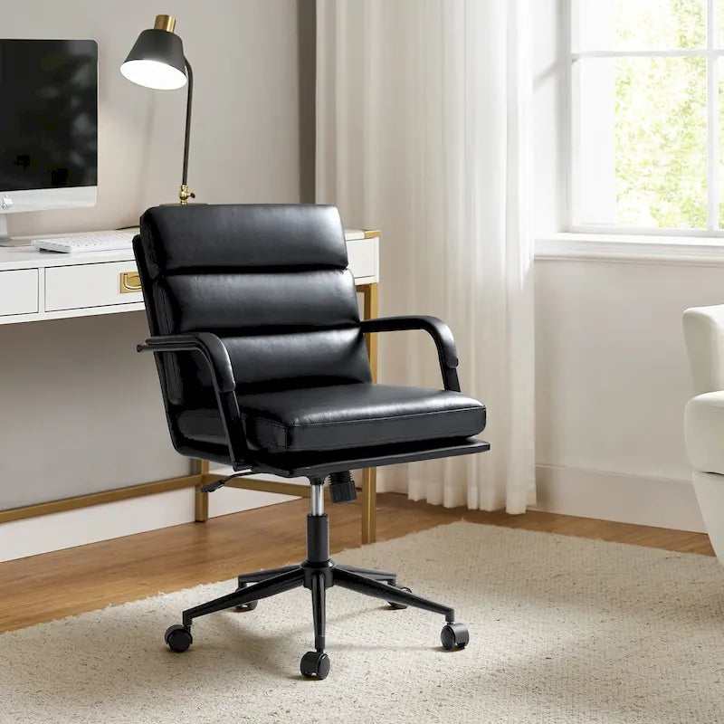Fauteuil pivotant en similicuir | Camel / Noir / Sauge / Blanc / Marron / Marine | Simple