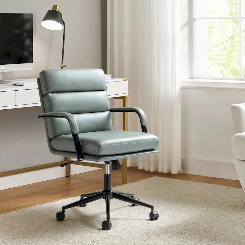 Fauteuil pivotant en similicuir | Camel / Noir / Sauge / Blanc / Marron / Marine | Simple