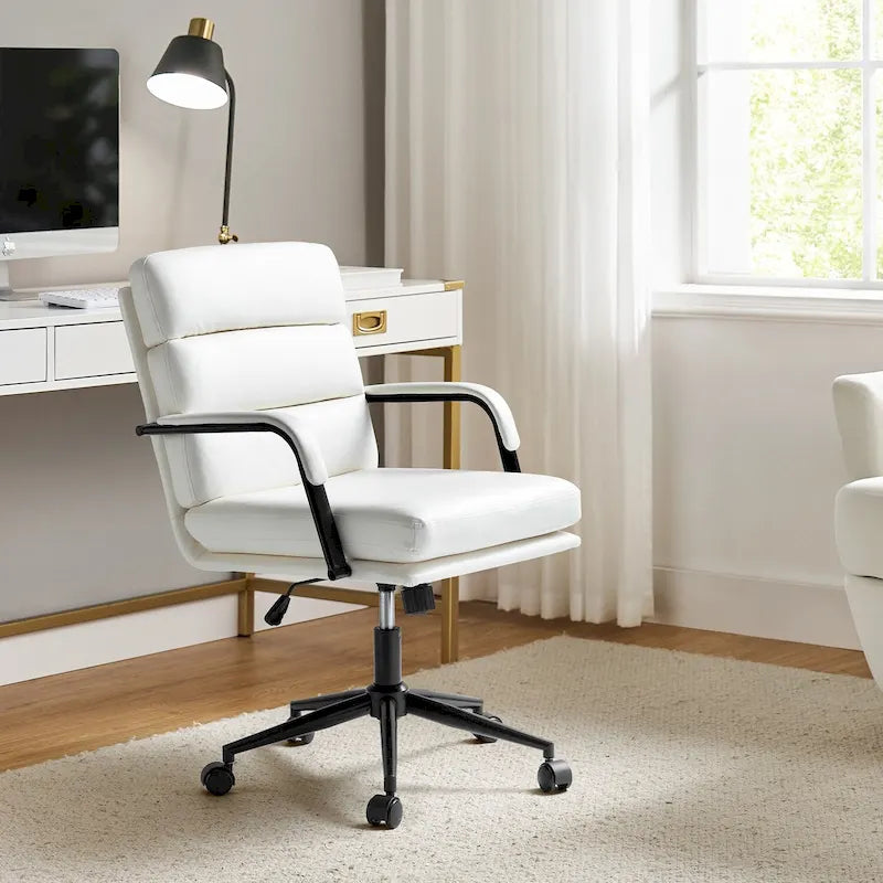 Fauteuil pivotant en similicuir | Camel / Noir / Sauge / Blanc / Marron / Marine | Simple